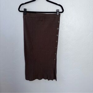 Time and Tru Brown Pencil Skirt with Button Accents